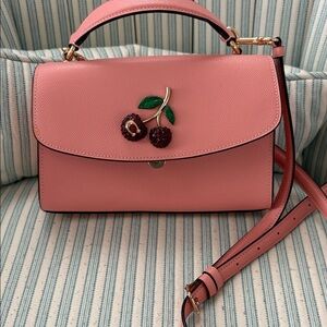 Coach Tilly Satchel Pink Crossbody Bag with Cherry Detail